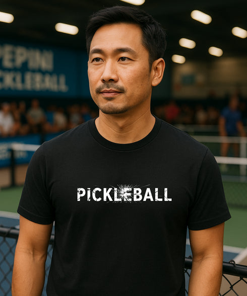 Pickleball Impact Burst by Pepini Pickleball β athletic-heather-grey Casual Wear Pickleball T-Shirt front view